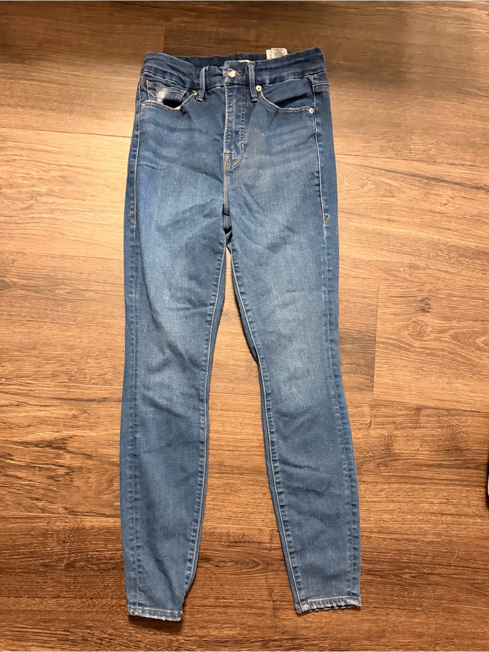 Good American Mid-Rise Skinny Jeans - Blue Wash